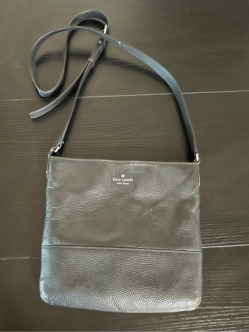 kate spade Black Pebbled Leather Messenger Crossbody